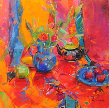 Obraz na płótnie Red Tulips and Fruits