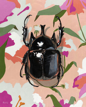 Obraz na płótnie Rhino Beetle on Floral, c.2024