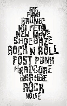 Obraz na płótnie Rock music styles tag cloud, grunge