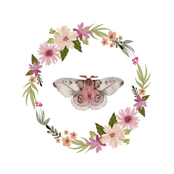 Obraz na płótnie Round frame with watercolor pink flowers