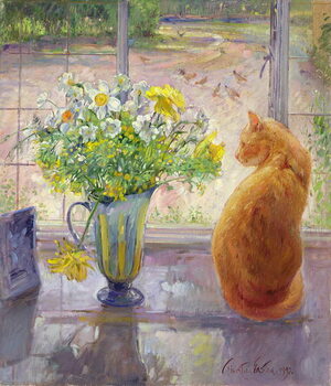 Obraz na płótnie Striped Jug with Spring Flowers, 1992