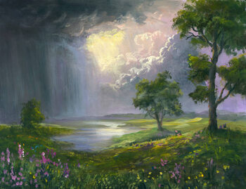 Obraz na płótnie Summer rain, oil painting