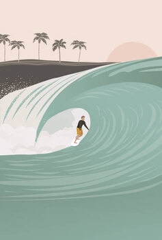 Obraz na płótnie Surfer in the barrel wave, pastel