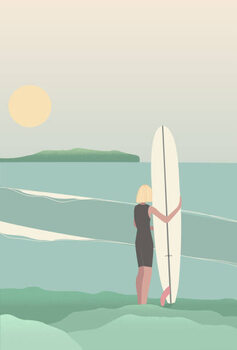Obraz na płótnie Surfer on the beach vintage retro style