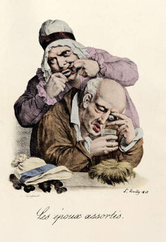 Obraz na płótnie The assorted spools Engraving by Louis-Leopold Boilly
