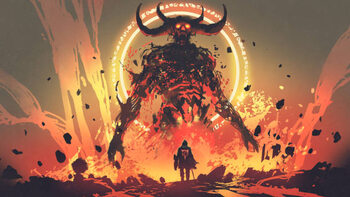 Obraz na płótnie the boss fight with lava demon