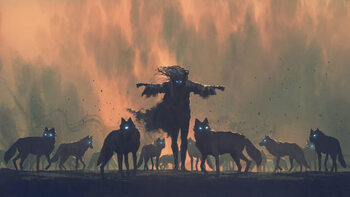 Obraz na płótnie The leader of the wolf pack