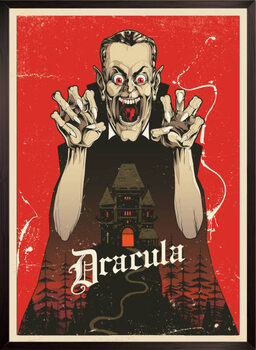 Obraz na płótnie Vampire Dracula Poster and haunted house