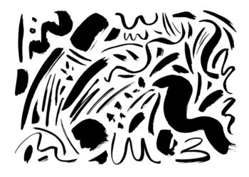 Obraz na płótnie Vector set of grunge black brush