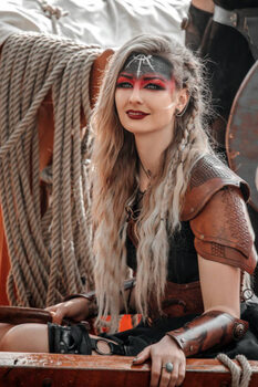 Obraz na płótnie Viking Warrior female sailing on a