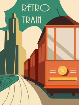 Obraz na płótnie Vintage style retro train poster or card design