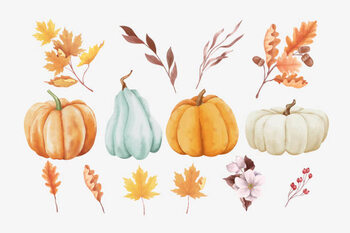 Obraz na płótnie Watercolor Autumn Elements