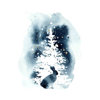 Obraz na płótnie Watercolor vector silhouette hare and a