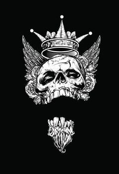 Obraz na płótnie Winged King Skull with Roses and Crown
