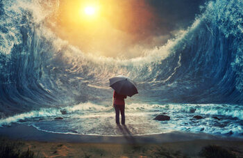 Obraz na płótnie Woman and tidal wave