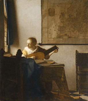 Obraz na płótnie Woman with a Lute, c.1662-1663