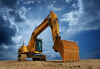 Obraz na płótnie Yellow Excavator at Construction Site