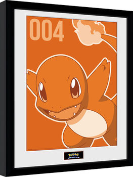 Ingelijste poster Pokemon - Charmander Mono