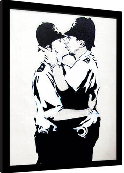 Inramad poster Banksy - Bobbies Kissing
