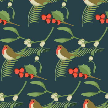 Carta da parati Christmas Robin