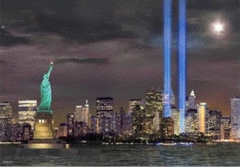 Gerahmtes 3D-Poster 9/11 Skyline with tower
