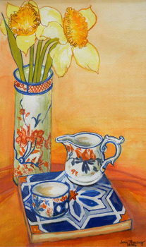 Poster Chinese Vase with Daffodils, Pot and Jug,2014