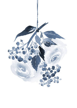 Poster Christmas watercolor card with spruce and berries