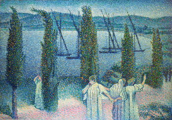 Poster Coastal View with Cypress Trees, 1896