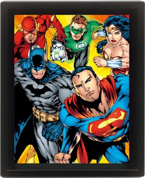 Framed 3D poster DC COMICS - heroes