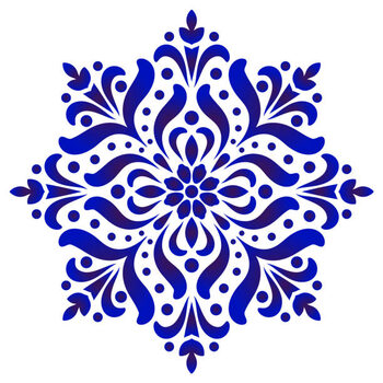 Poster decorative flower blue and white