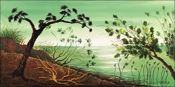 Green sunrise Kunstdruk
