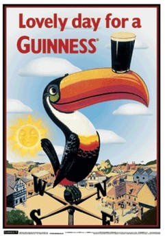 Ingelijste 3D-poster Guinness - toucan