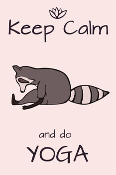 Poster Hand drawn yoga raccoon with lettering