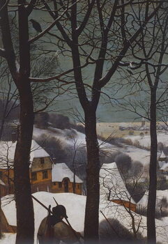 Poster Hunters in snow, 1565, detail