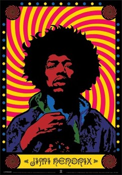 Gerahmtes 3D-Poster Jimi Hendrix - psychedelic 3D