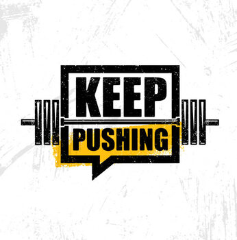 Poster Keep Pushing. Inspiring Workout and Fitness