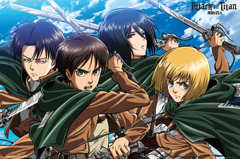 Poster L'attacco dei Giganti (Shingeki no kyojin) - Four Swords