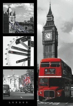 Poster 3D incorniciato Londra - red bus