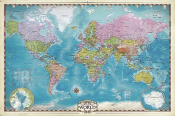 Poster Mappa del mondo con i poli