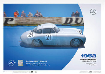 Kunstdruk Mercedes 300 Sl - 24H Le Mans - 100th Anniversary - 1952