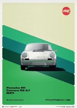 Kunstdruk Porsche 911 RS - 50th Anniversary - 1973 - White