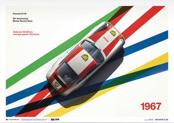 Kunstdruk Porsche 911R - BP Racing - Monza - 1967