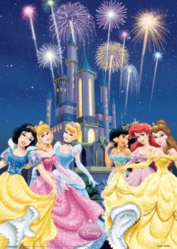 Póster 3D enmarcado PRINCESAS DISNEY - castle