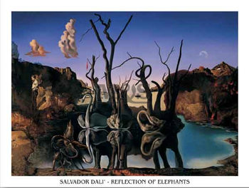 Kunstdruk Reflection Of Elephants