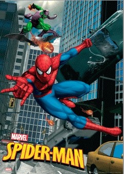 Ingelijste 3D-poster SPIDER-MAN - swing
