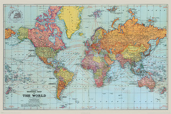 Poster Stanfords allmänna karta över världen