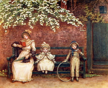 Poster 'The garden seat'  by Kate Greenaway.