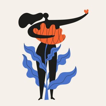 Poster Vector illustration with cartoon black woman