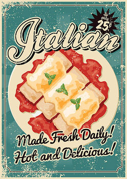 Poster Vintage Screen Printed Italian Food Poster