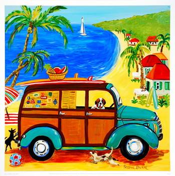Kunstdruk Woody at the Beach
